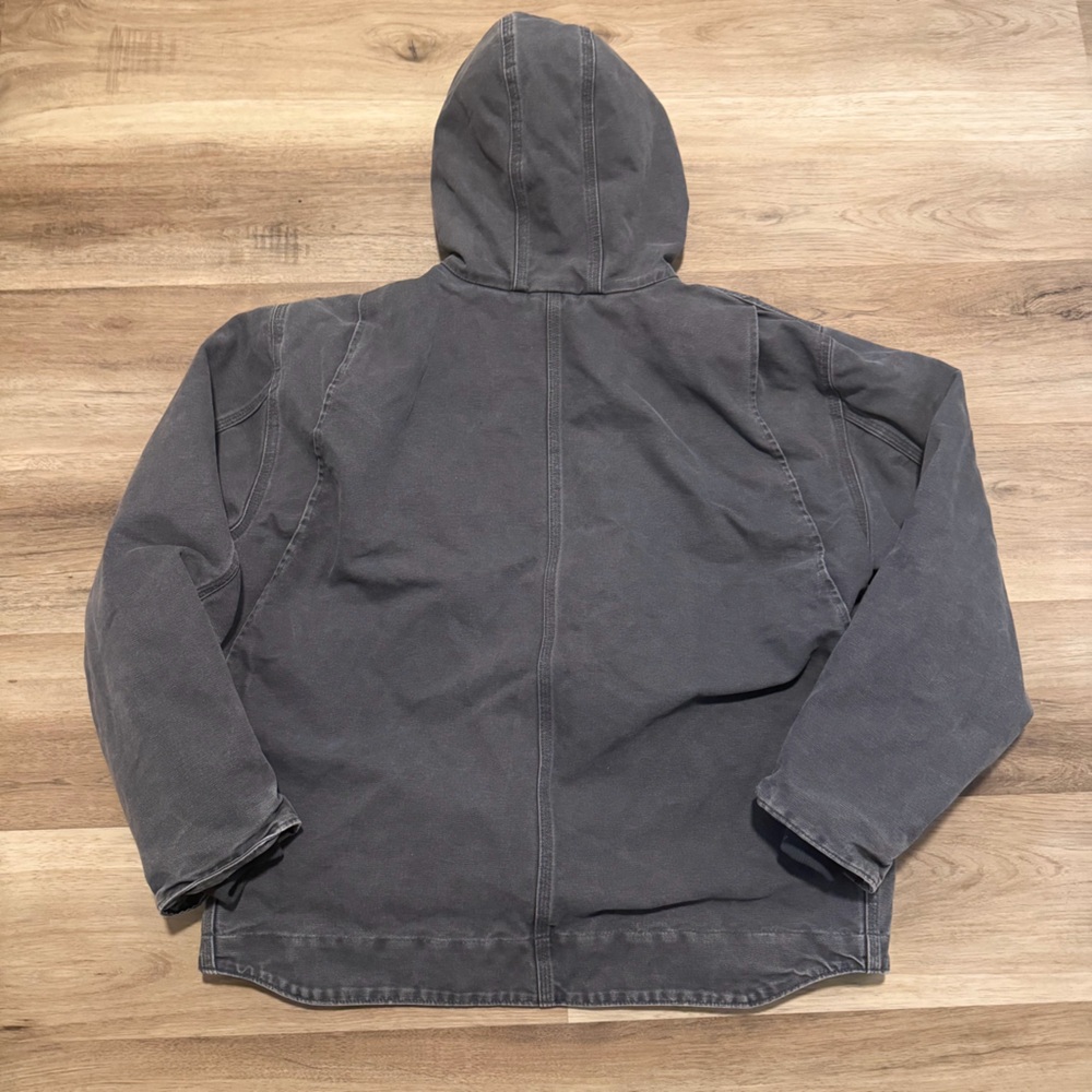 Carhartt J141 Sherpa Lined Jacket Men’s XL GVL Gray Detriot Duck Canvas - Picture 2 of 11